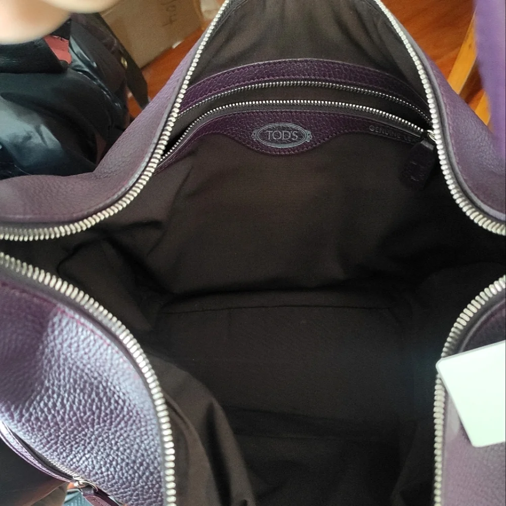 Tod's Charlotte Media Hobo Cargo Pockets Purple Leather Bag